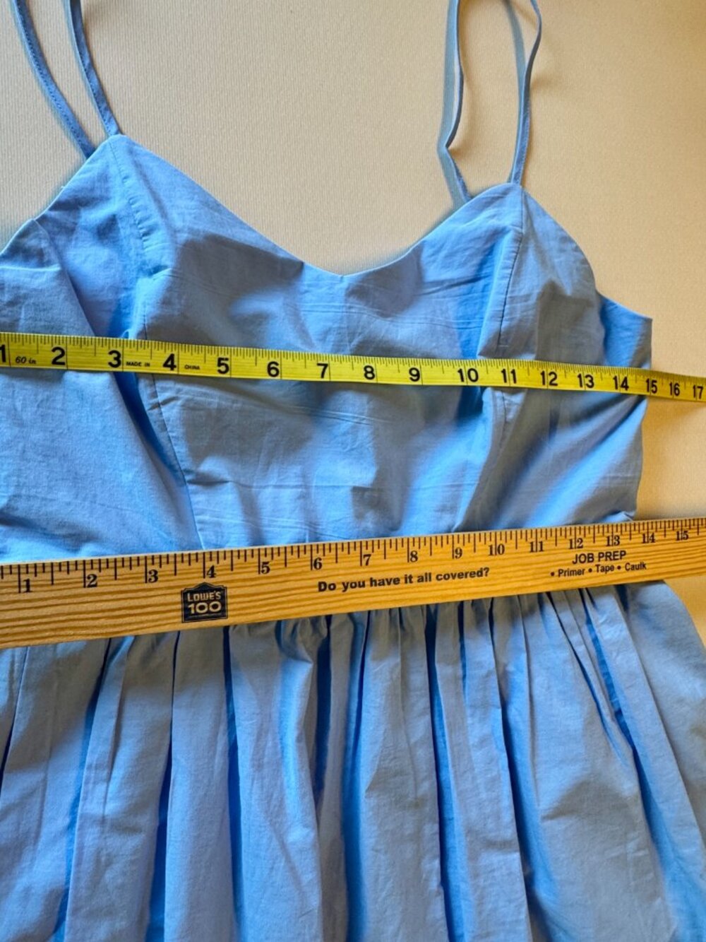 Calypso St. Barth Blue Cotton Eyelet Midi Dress Sz 6 Strappy Sleeves Pockets - Picture 8 of 14